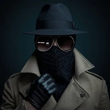 A figure in a fedora, balaclava and mirrored sunglasses
